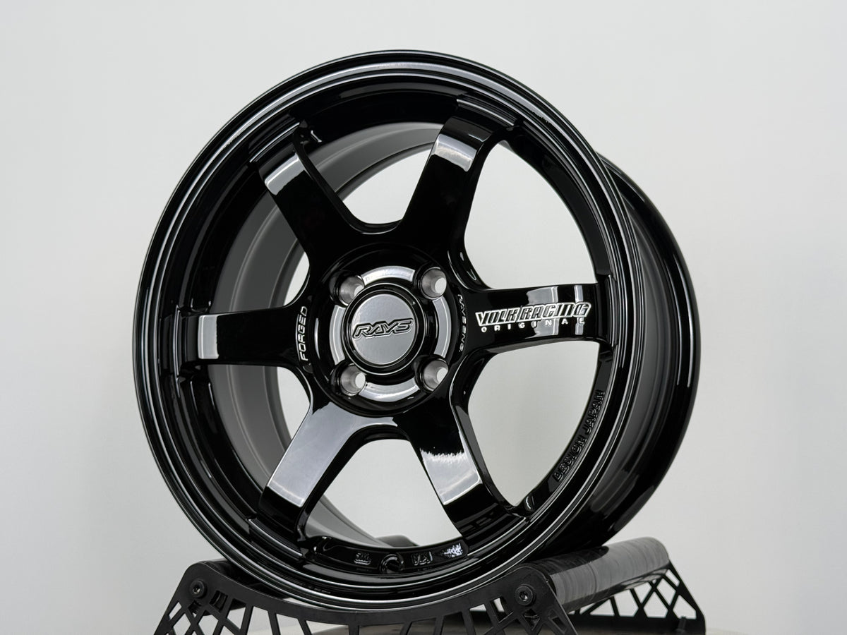 New 15X7 ET35 AOW TE37 Sonic Rim (4 wheel) Gloss Black 4X100
