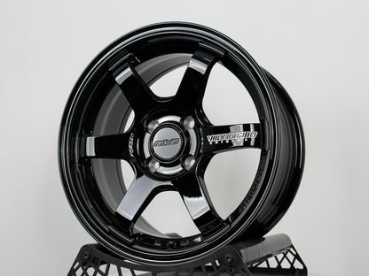New 15X7 ET35 AOW TE37 Sonic Rim (4 wheel) Gloss Black 4X100