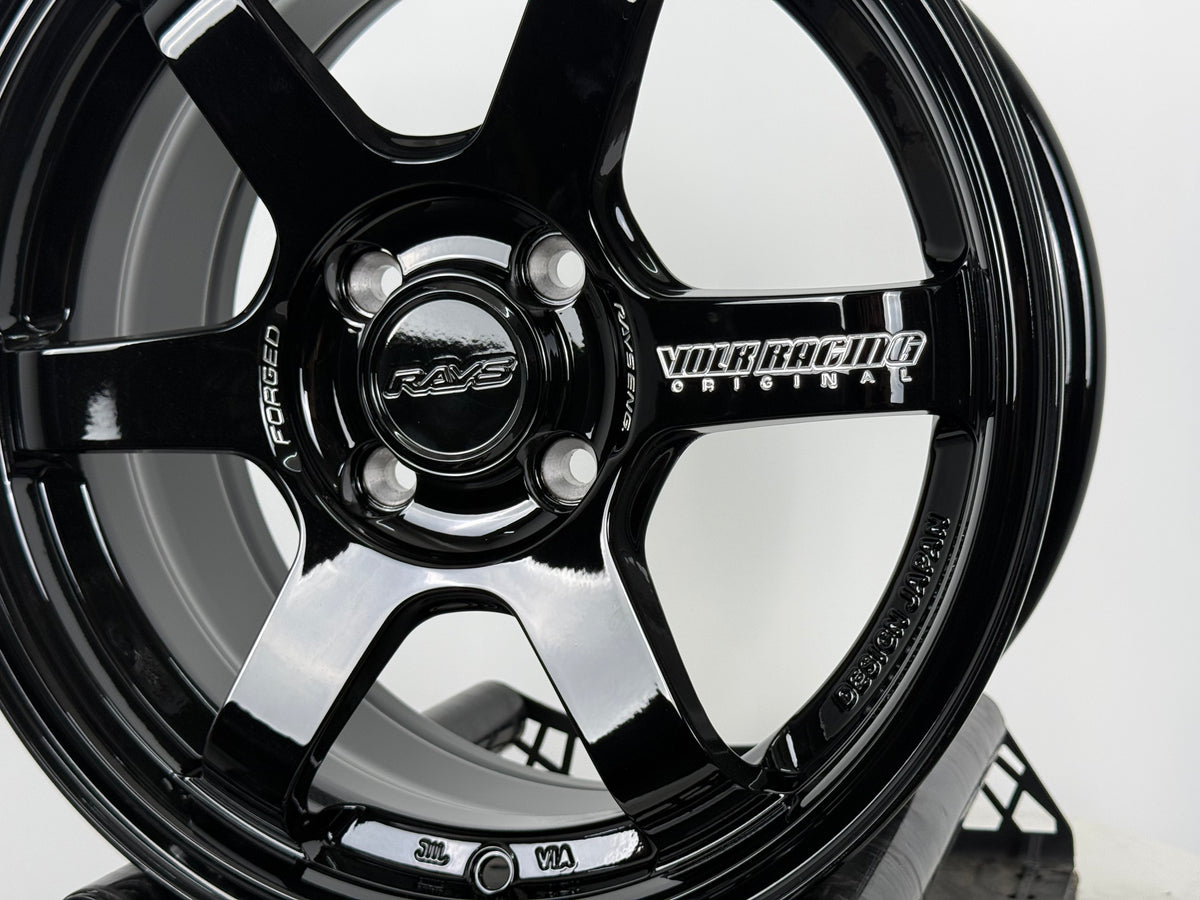 New 15X7 ET35 AOW TE37 Sonic Rim (4 wheel) Gloss Black 4X100