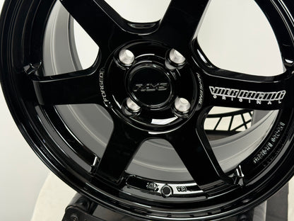 New 15X7 ET35 AOW TE37 Sonic Rim (4 wheel) Gloss Black 4X100
