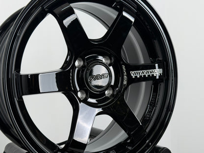 New 15X7 ET35 AOW TE37 Sonic Rim (4 wheel) Gloss Black 4X100