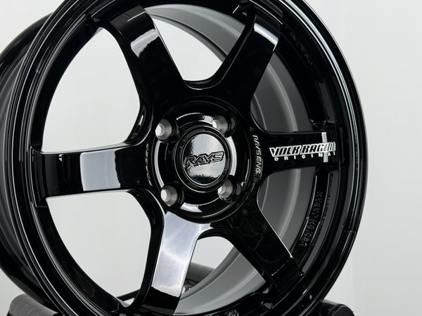 New 15X7 ET35 AOW TE37 Sonic Rim (4 wheel) Gloss Black 4X100