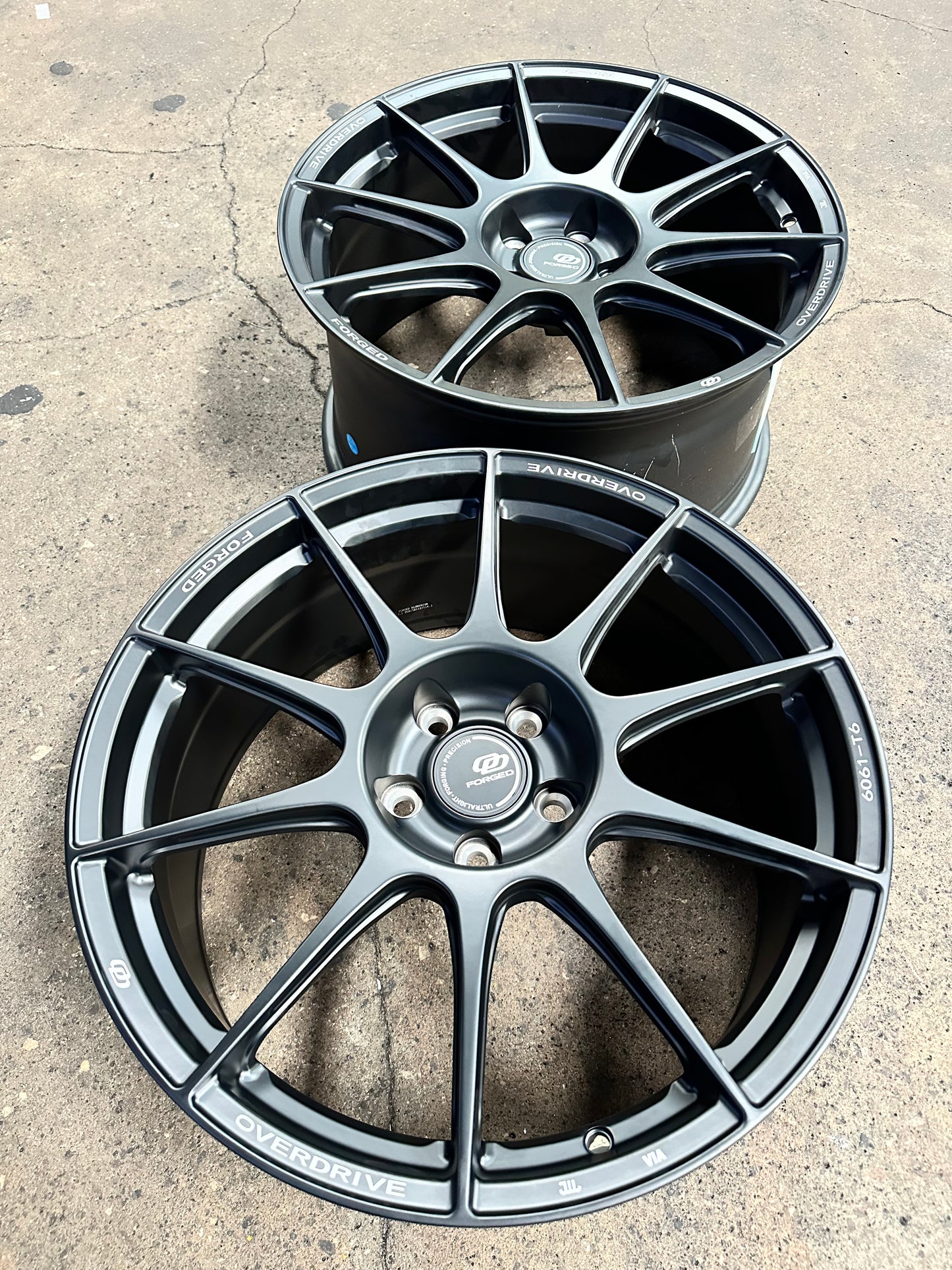 New 19x8.5 ET30 19x9.5 ET45 Overdrive Forged Alfa01 (4 wheels) Satin Black 5x114.3