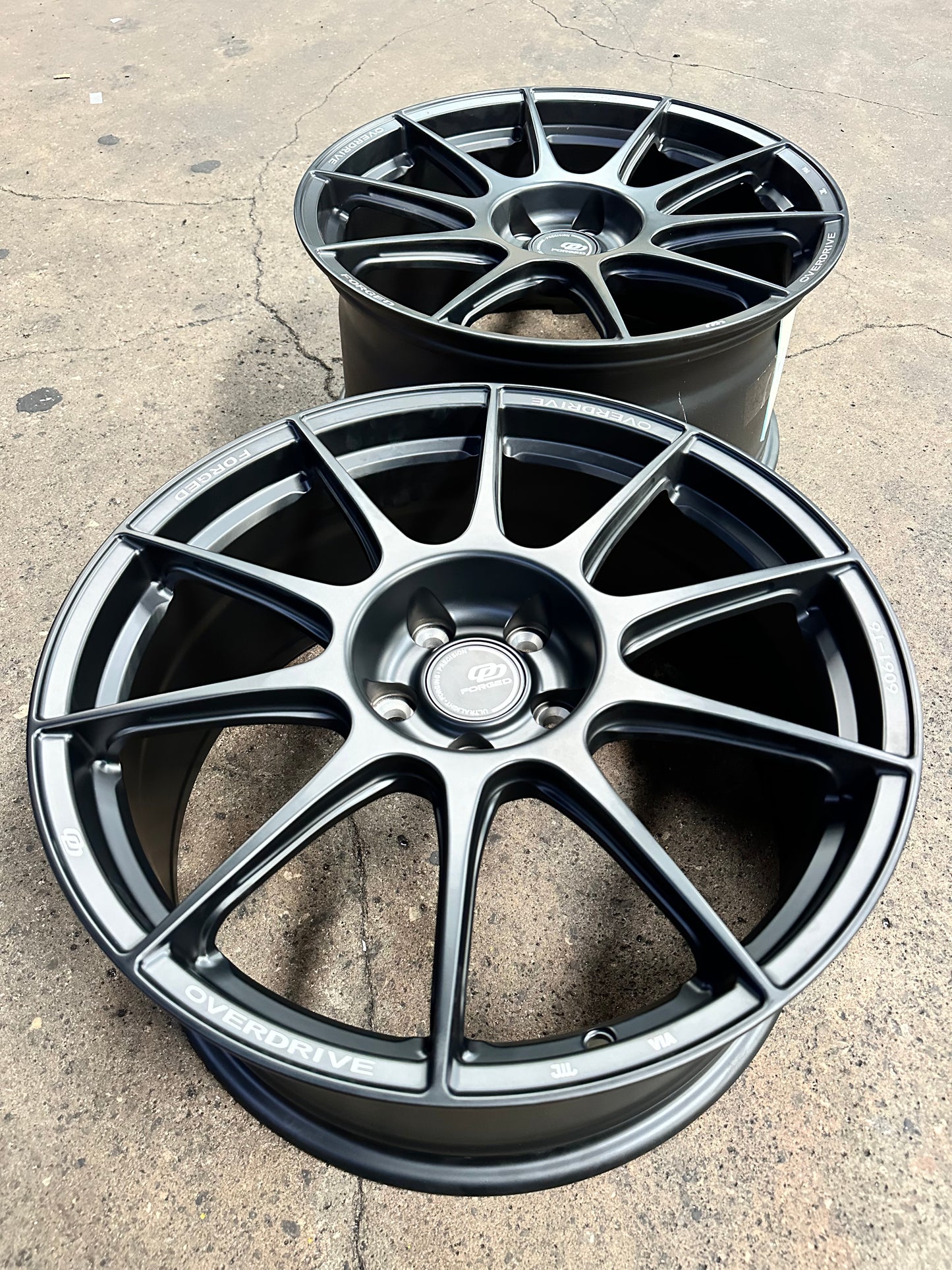New 19x8.5 ET30 19x9.5 ET45 Overdrive Forged Alfa01 (4 wheels) Satin Black 5x114.3