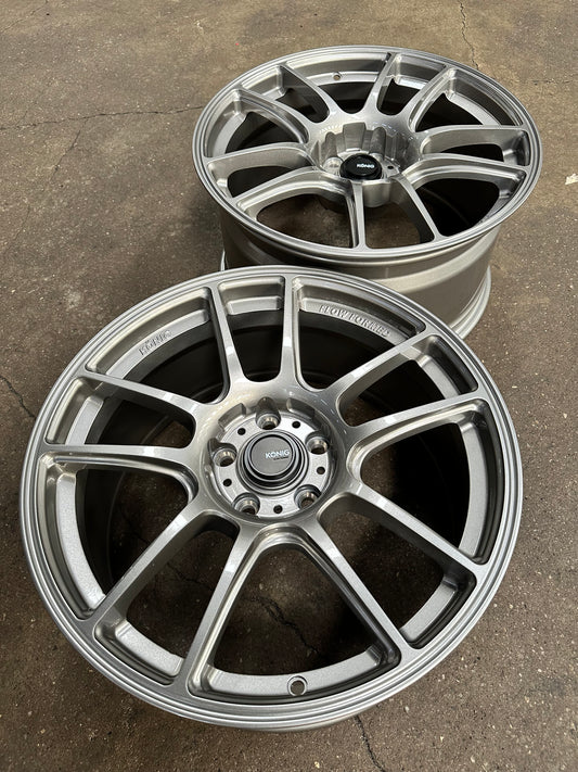 New 18X8.5 ET32 18X9.5 ET35 Konig Heliogram (4 wheel) Silver 5X112