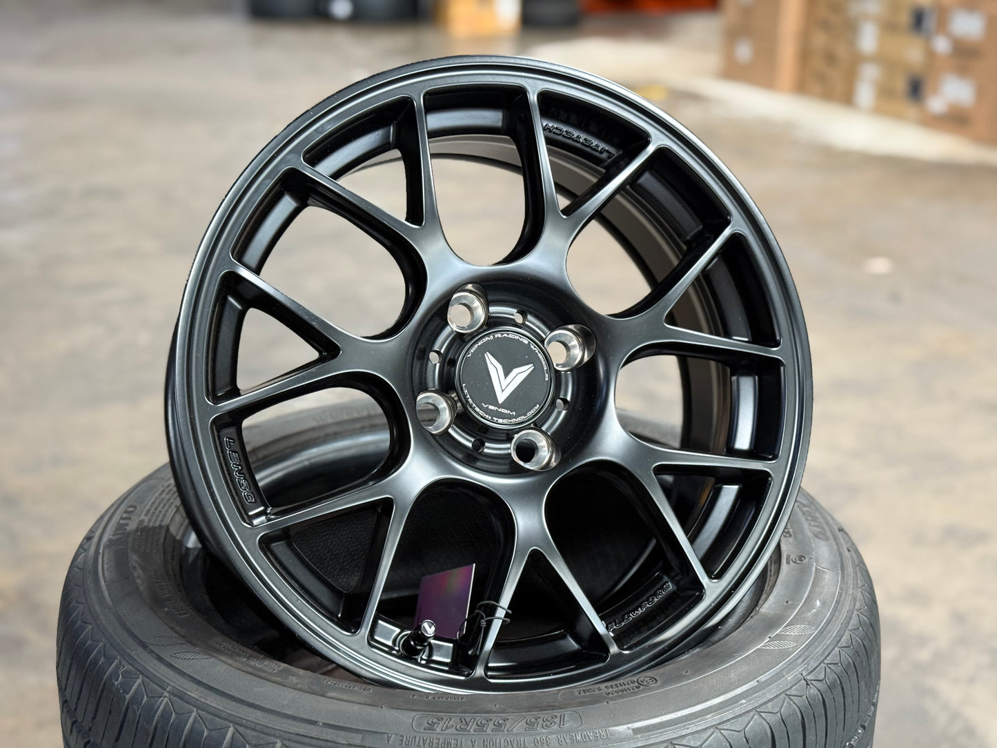 New 15x6.5 ET38 Lenso Eurospeed Rim (4 wheel) Satin Black 4x100