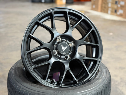 New 15x6.5 ET38 Lenso Eurospeed Rim (4 wheel) Satin Black 4x100