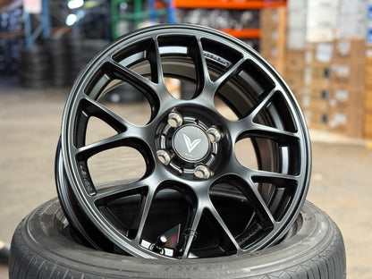 New 15x6.5 ET38 Lenso Eurospeed Rim (4 wheel) Satin Black 4x100