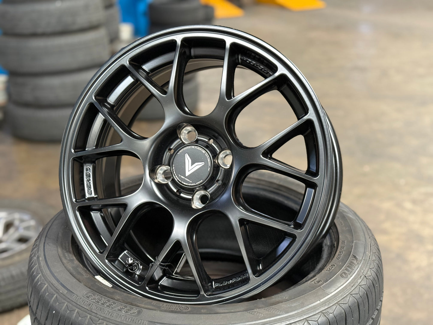 New 15x6.5 ET38 Lenso Eurospeed Rim (4 wheel) Satin Black 4x100