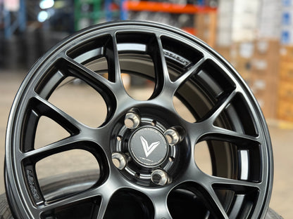 New 15x6.5 ET38 Lenso Eurospeed Rim (4 wheel) Satin Black 4x100