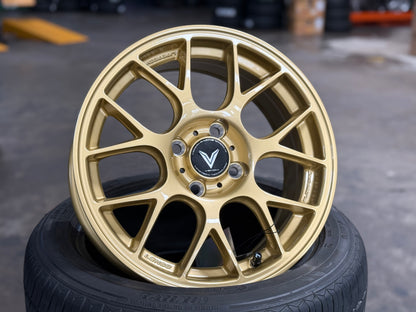 New 15X6.5 ET38 Lenso Eurospeed Rim (4 wheel) Gold 4X100