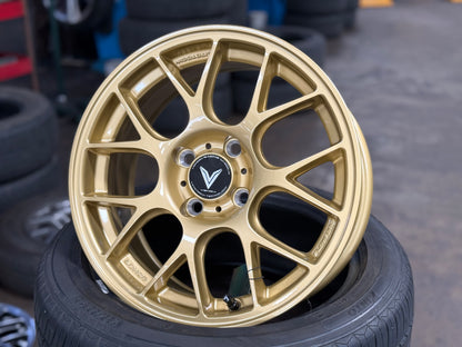 New 15X6.5 ET38 Lenso Eurospeed Rim (4 wheel) Gold 4X100