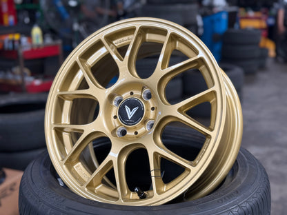 New 15X6.5 ET38 Lenso Eurospeed Rim (4 wheel) Gold 4X100