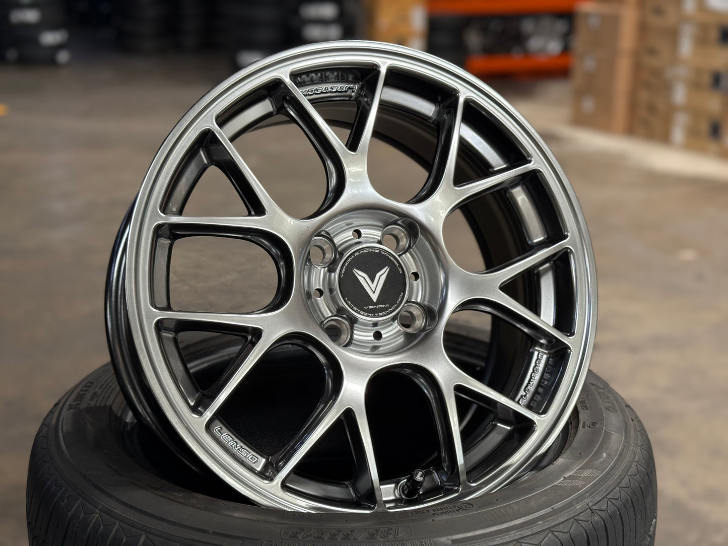 New 15x6.5 ET38 Lenso Eurospeed Rim (4 wheel) Hyper Black 4x100
