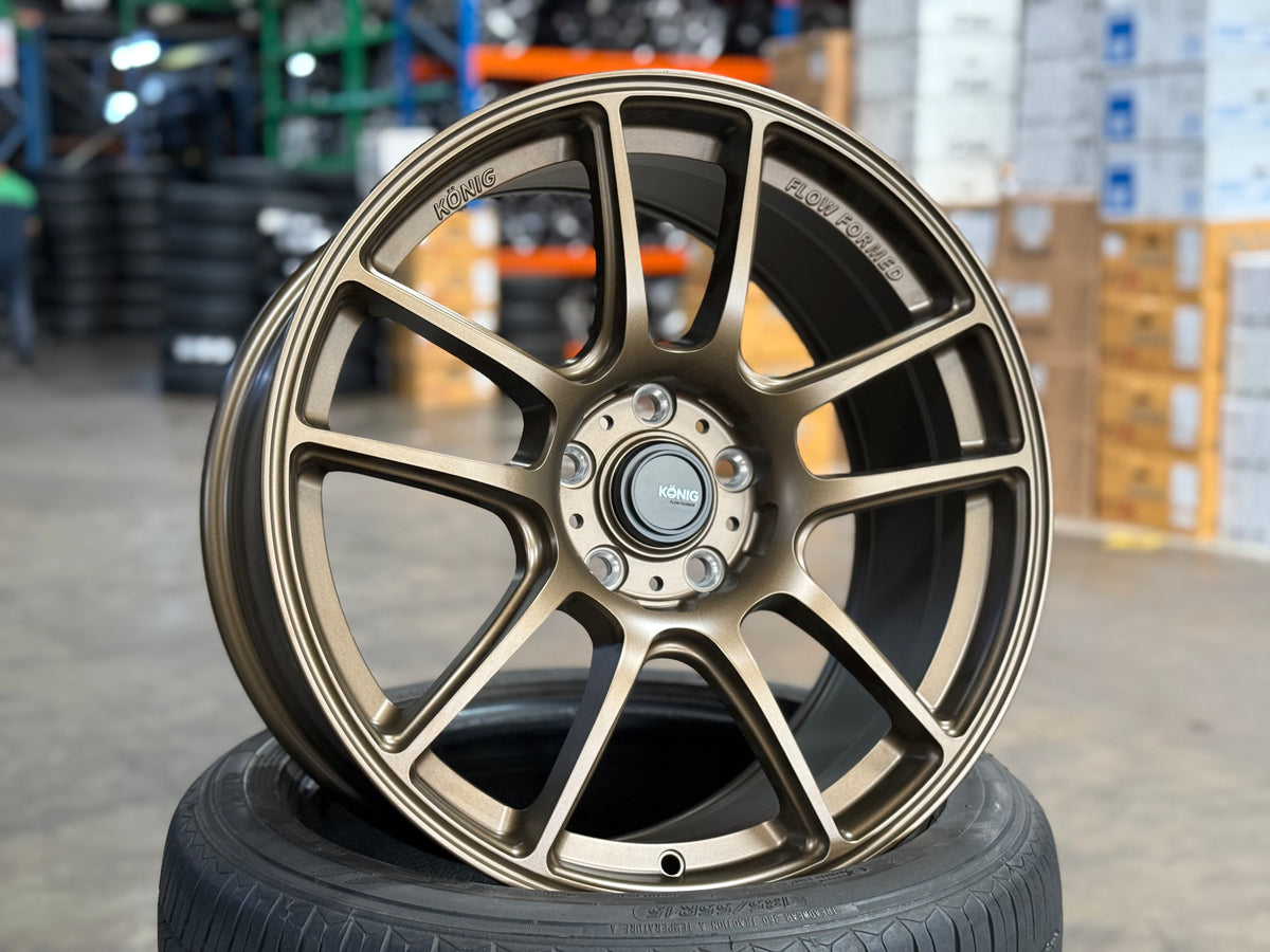 NEW 18X8.5 ET42 Konig Heliogram Rim (4 Wheel) Matte Bronze 5X112