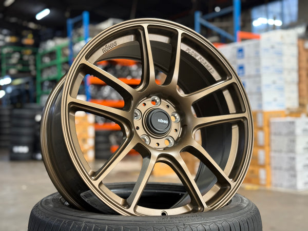 NEW 18X8.5 ET42 Konig Heliogram Rim (4 Wheel) Matte Bronze 5X112