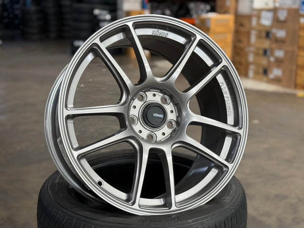 NEW 18X8.5 ET42 Konig Heliogram Rim (4 Wheel) Titanium Metallic 5X112