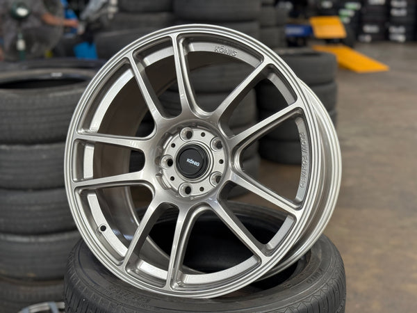 NEW 18X8.5 ET42 Konig Heliogram Rim (4 Wheel) Titanium Metallic 5X112