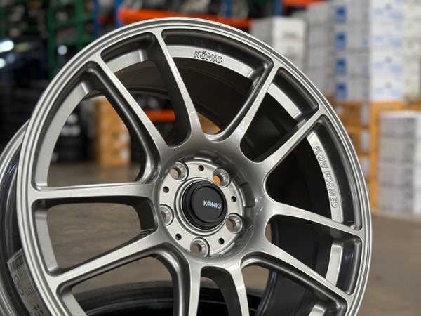 NEW 18X8.5 ET42 Konig Heliogram Rim (4 Wheel) Titanium Metallic 5X112