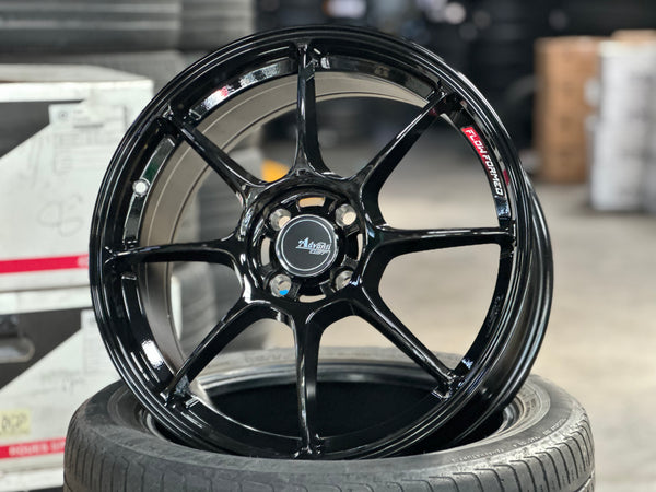New 17X7.5 ET40 Advanti Blizzard Rim (4 wheel) Gloss Black 4X100