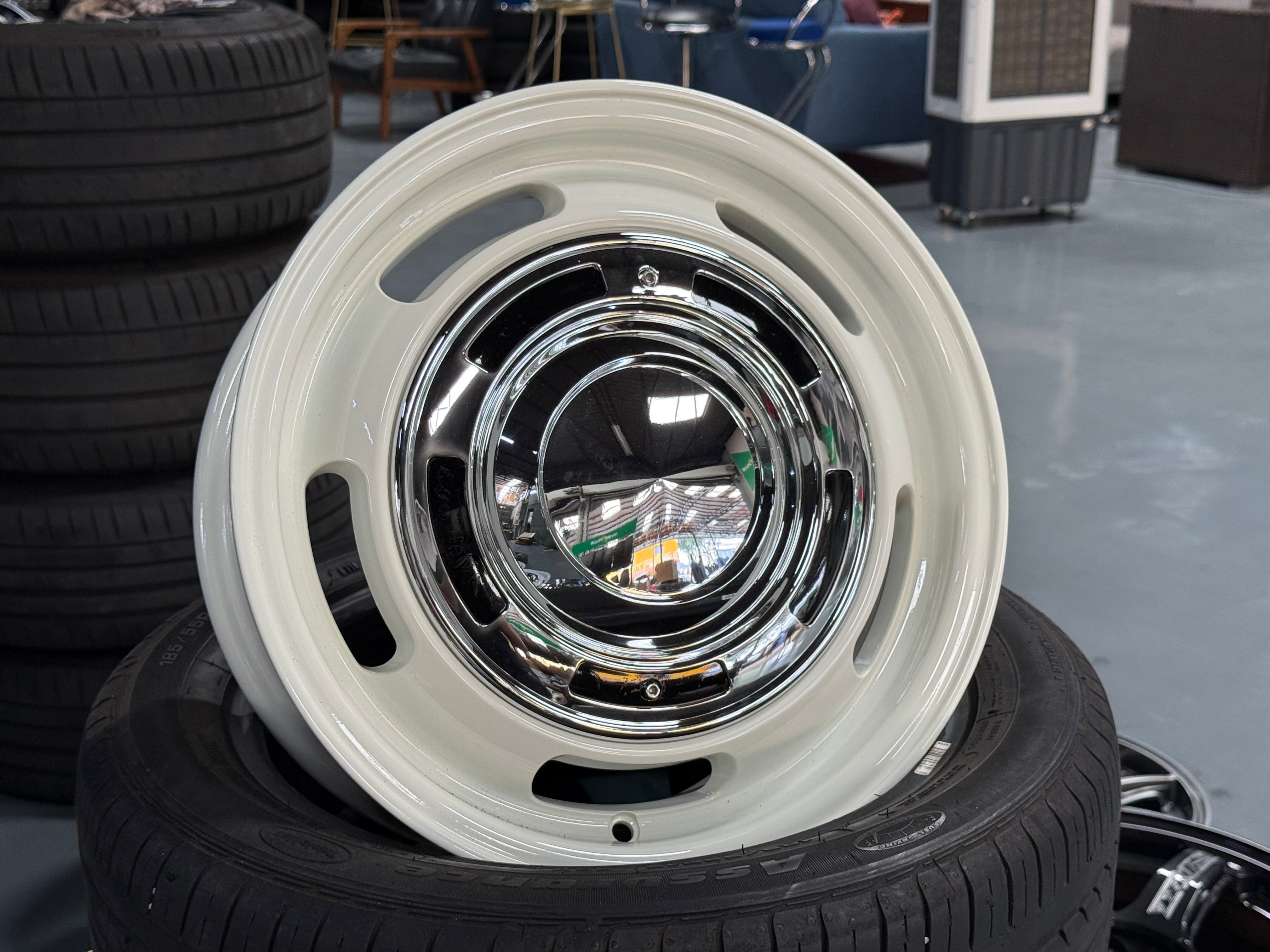 New 15X6 ET38 Dean Cross Rim (4 wheel) Gloss White 4X100 – King of Rims
