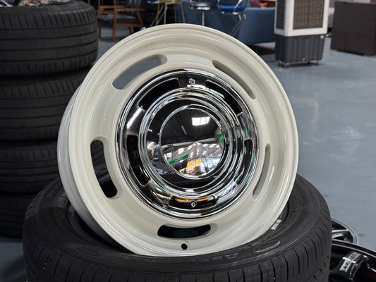 New 15X6 ET38 Dean Cross Rim (4 wheel) Gloss White 4X100