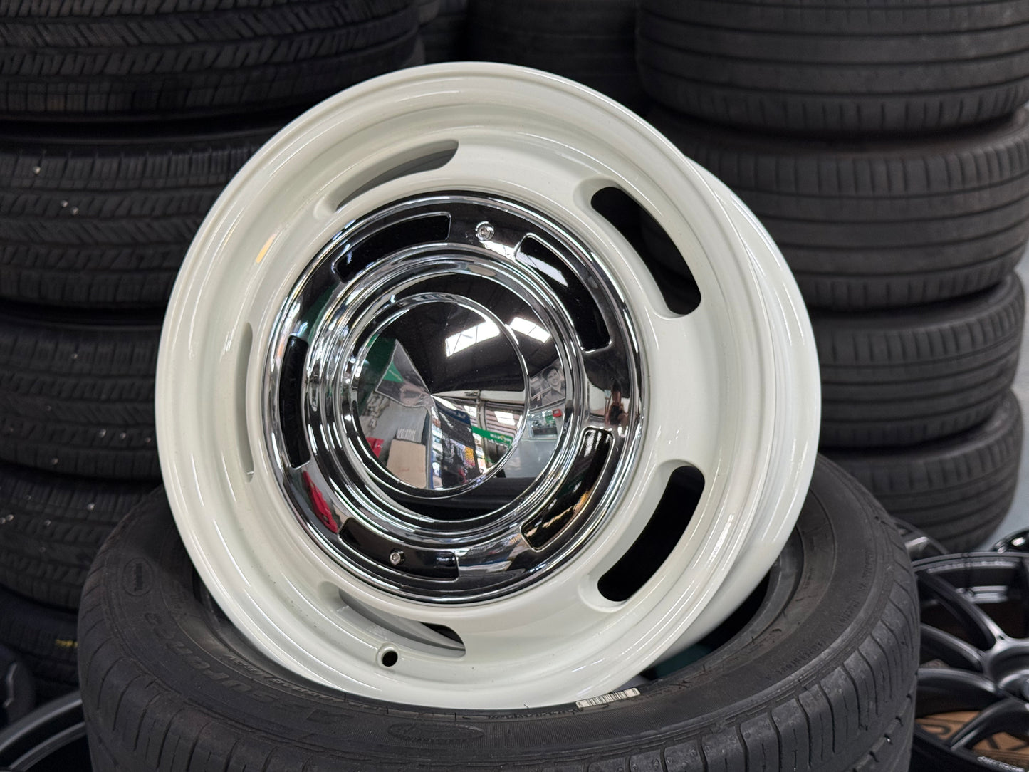 New 15X6 ET38 Dean Cross Rim (4 wheel) Gloss White 4X100