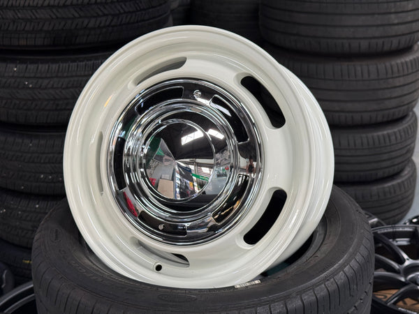 New 15X6 ET38 Dean Cross Rim (4 wheel) Gloss White 4X100