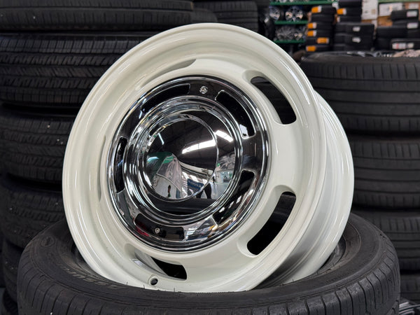 New 15X6 ET38 Dean Cross Rim (4 wheel) Gloss White 4X100