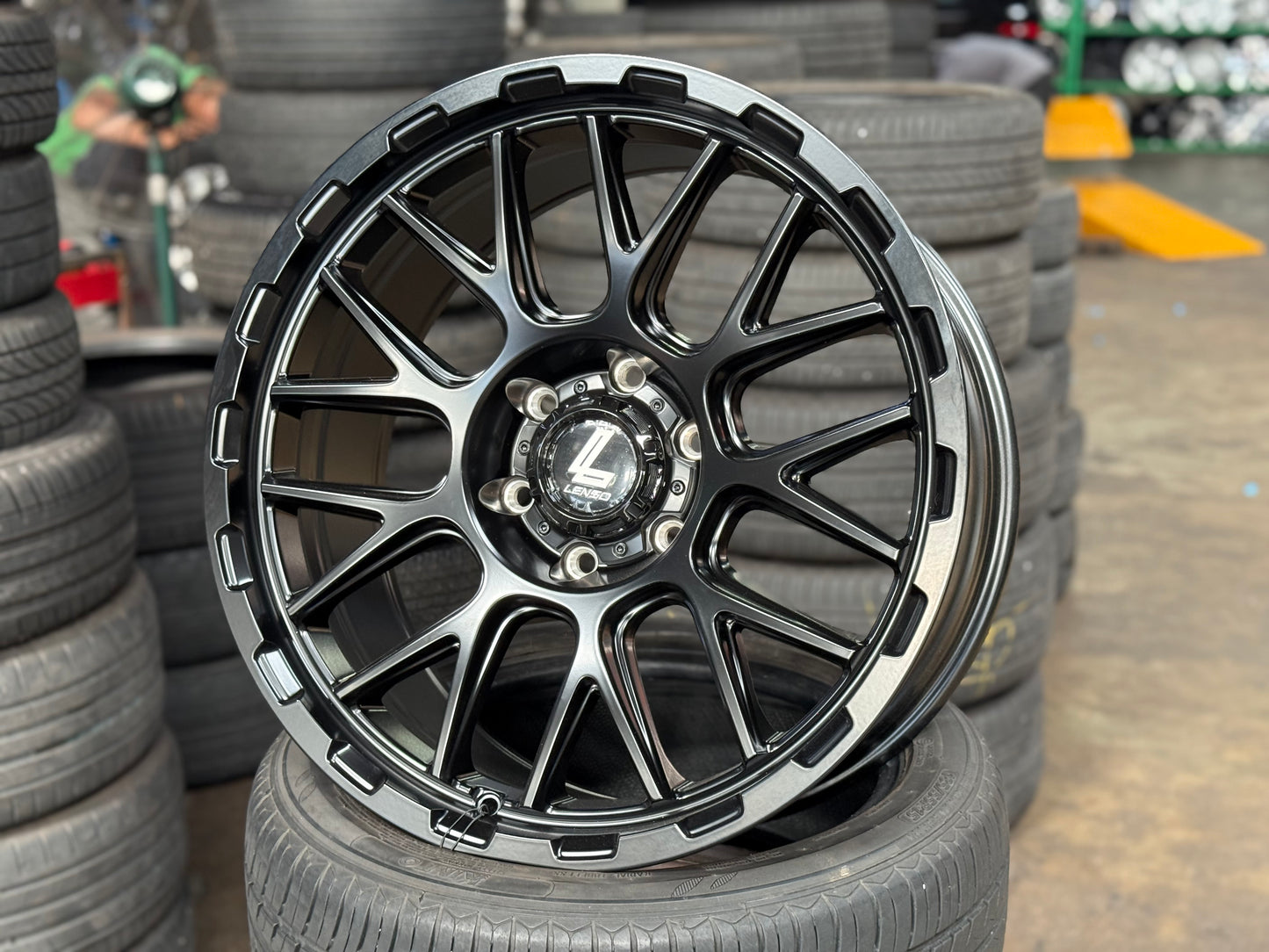 New 20x9 ET18 Lenso Cezar Rim (4 wheel) Black 6x139.7