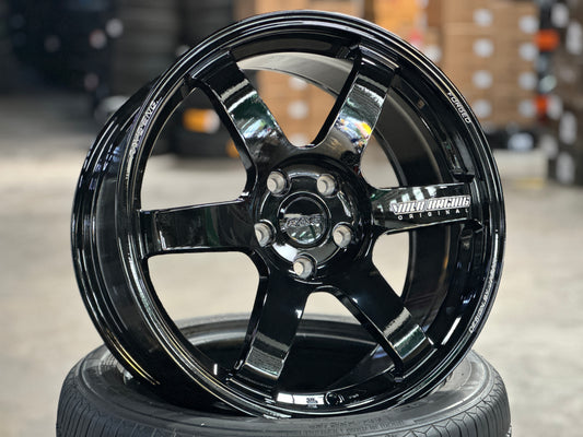 New 18x8.5 ET35 AOW TE37 Rim (4 wheel) Black 5x114.3