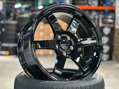 New 18x8.5 ET35 AOW TE37 Rim (4 wheel) Black 5x114.3