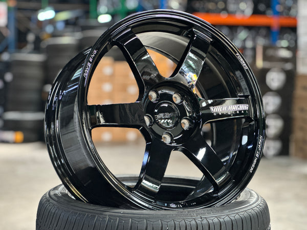 New 18x8.5 ET35 AOW TE37 Rim (4 wheel) Black 5x114.3