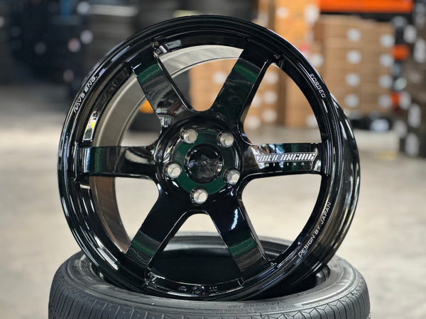 New 18x8.5 ET35 AOW TE37 Rim (4 wheel) Black 5x114.3
