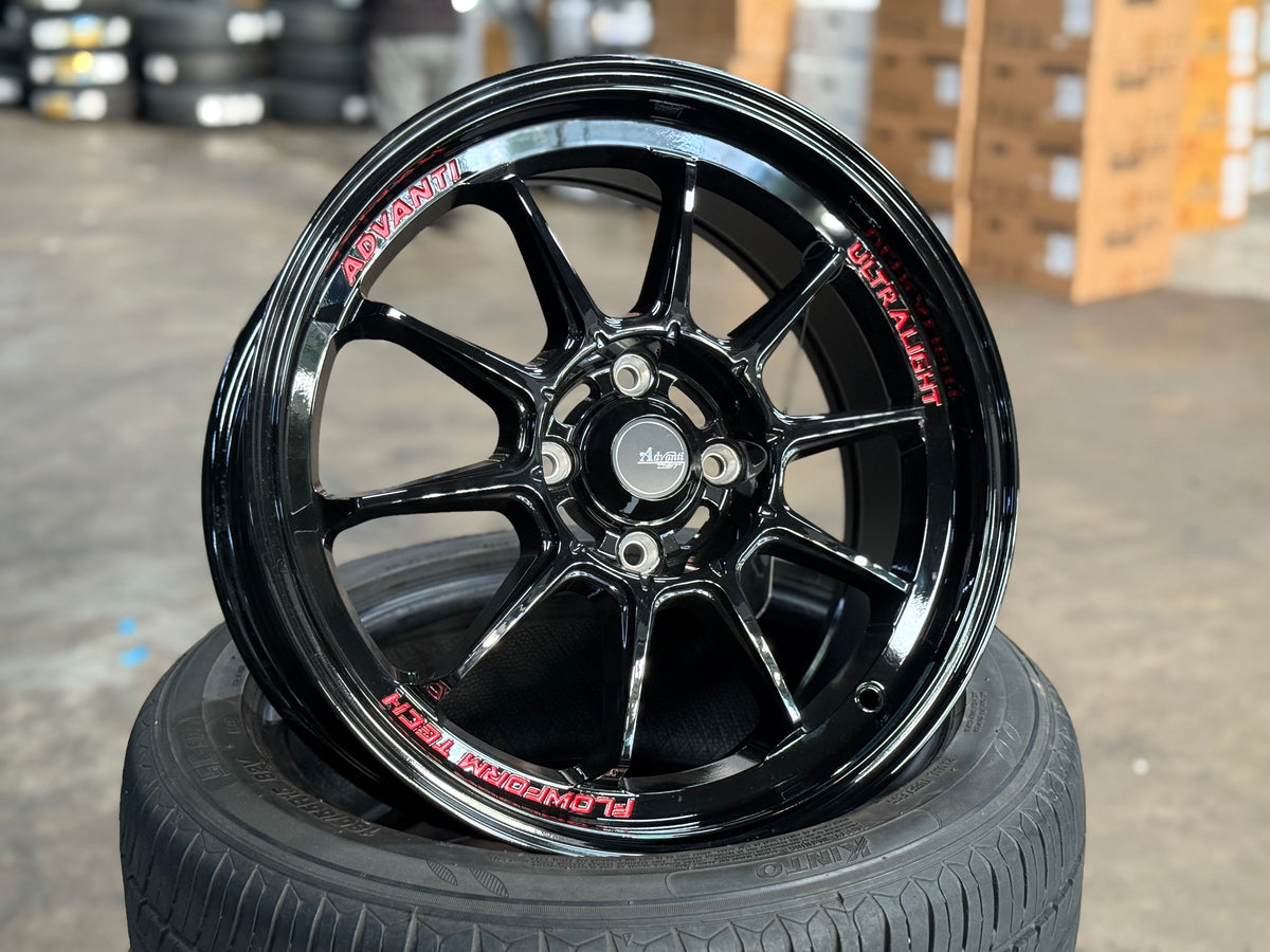 New 16x7 ET40 Advanti Tallo Rim (4 wheel) Gloss Black 4x100