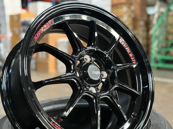 New 16x7 ET40 Advanti Tallo Rim (4 wheel) Gloss Black 4x100