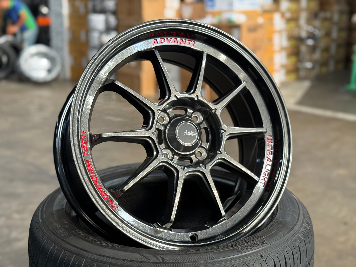 New 16X7 ET40 Advanti Tallo Rim (4 wheel) Gunmetal 4X100
