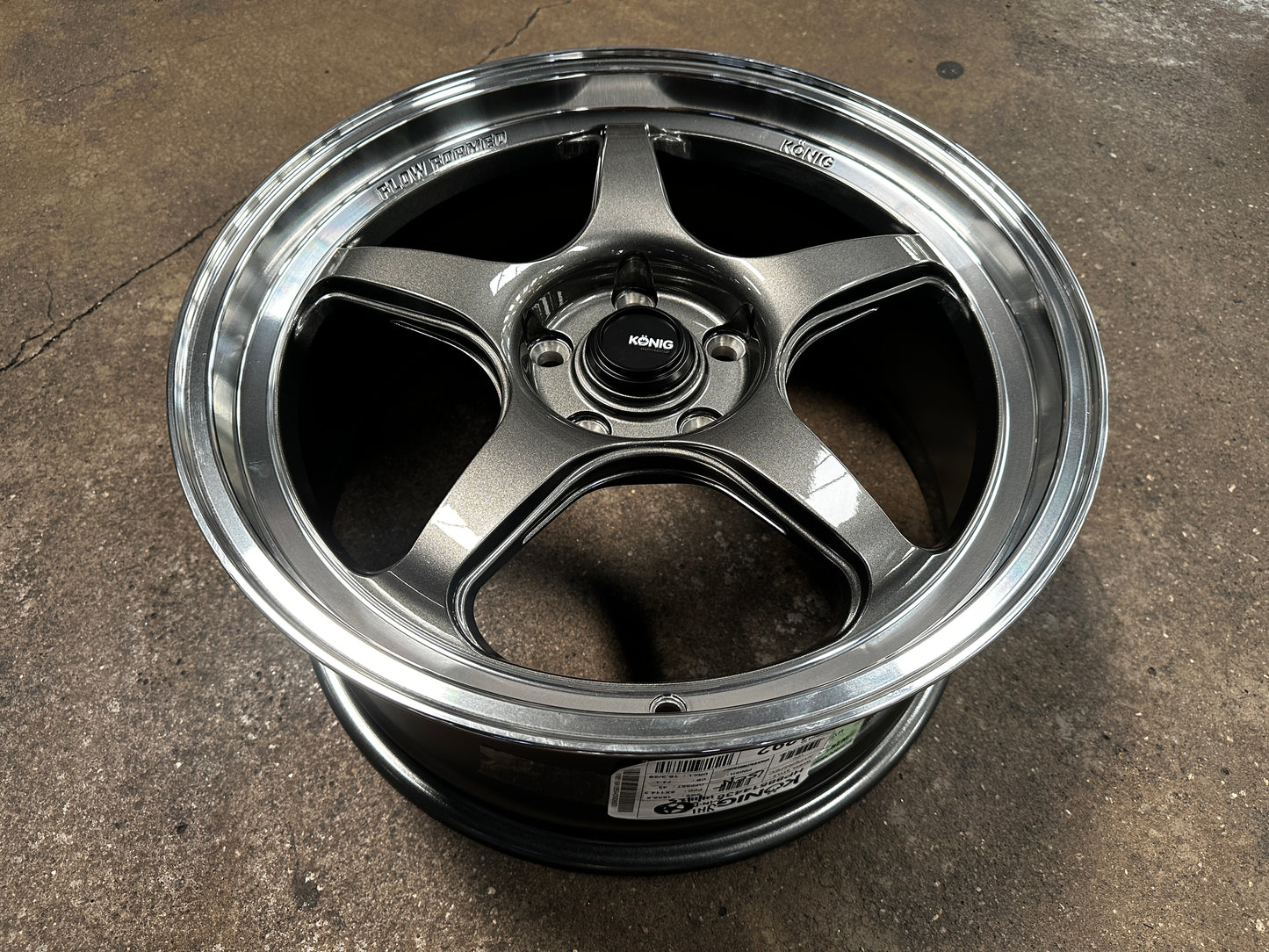 New 18x8.5 ET43 Konig Hyperspec Rim (4 wheel) Gunmetal Polished Lips 5x114.3