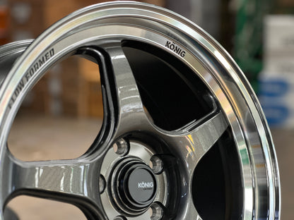 New 18x8.5 ET43 Konig Hyperspec Rim (4 wheel) Gunmetal Polished Lips 5x114.3
