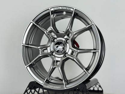 New 15X6.5 ET40 Hotwheels HW02 Rim (4 wheel) Diamond Black 4X100