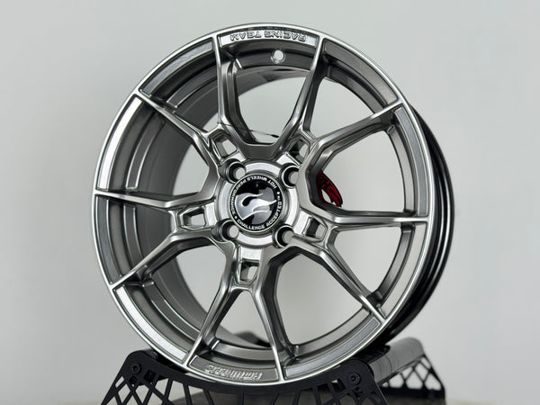 New 15X6.5 ET40 Hotwheels HW02 Rim (4 wheel) Diamond Black 4X100