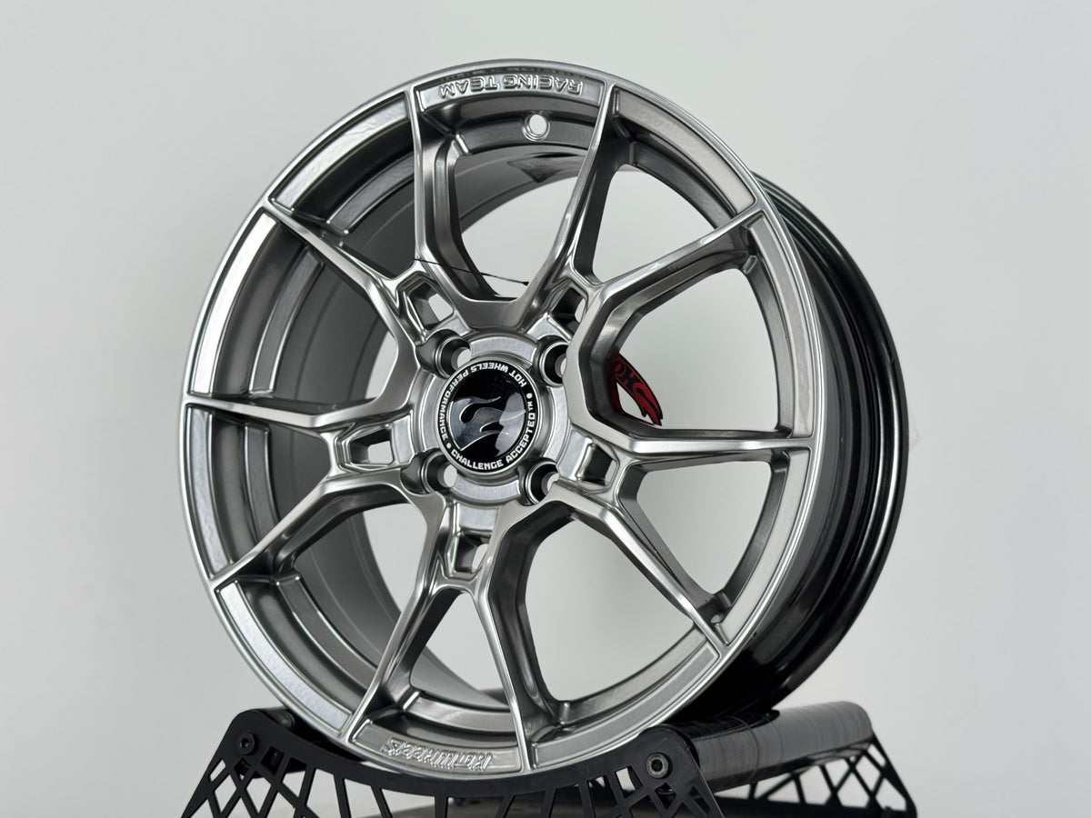 New 15X6.5 ET40 Hotwheels HW02 Rim (4 wheel) Diamond Black 4X100