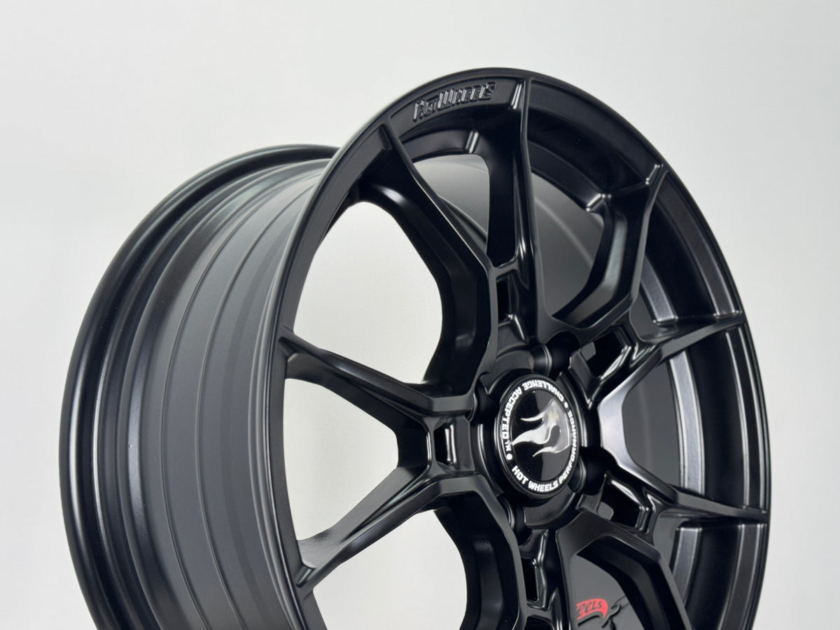 New 15X6.5 ET40 Hotwheels HW02 Rim (4 wheel) Matt Black 4X100