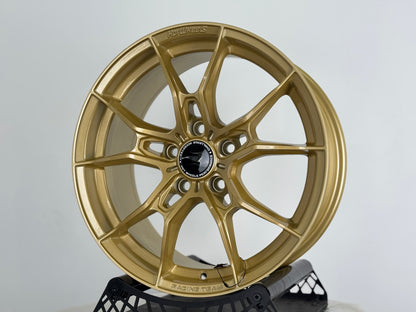 Hotwheels HW02 17x7.5J ET40 5x114.3 Racing Gold Alloy Wheels (Set of 4)