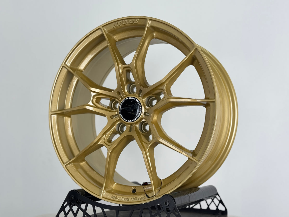 Hotwheels HW02 17x7.5J ET40 5x114.3 Racing Gold Alloy Wheels (Set of 4)