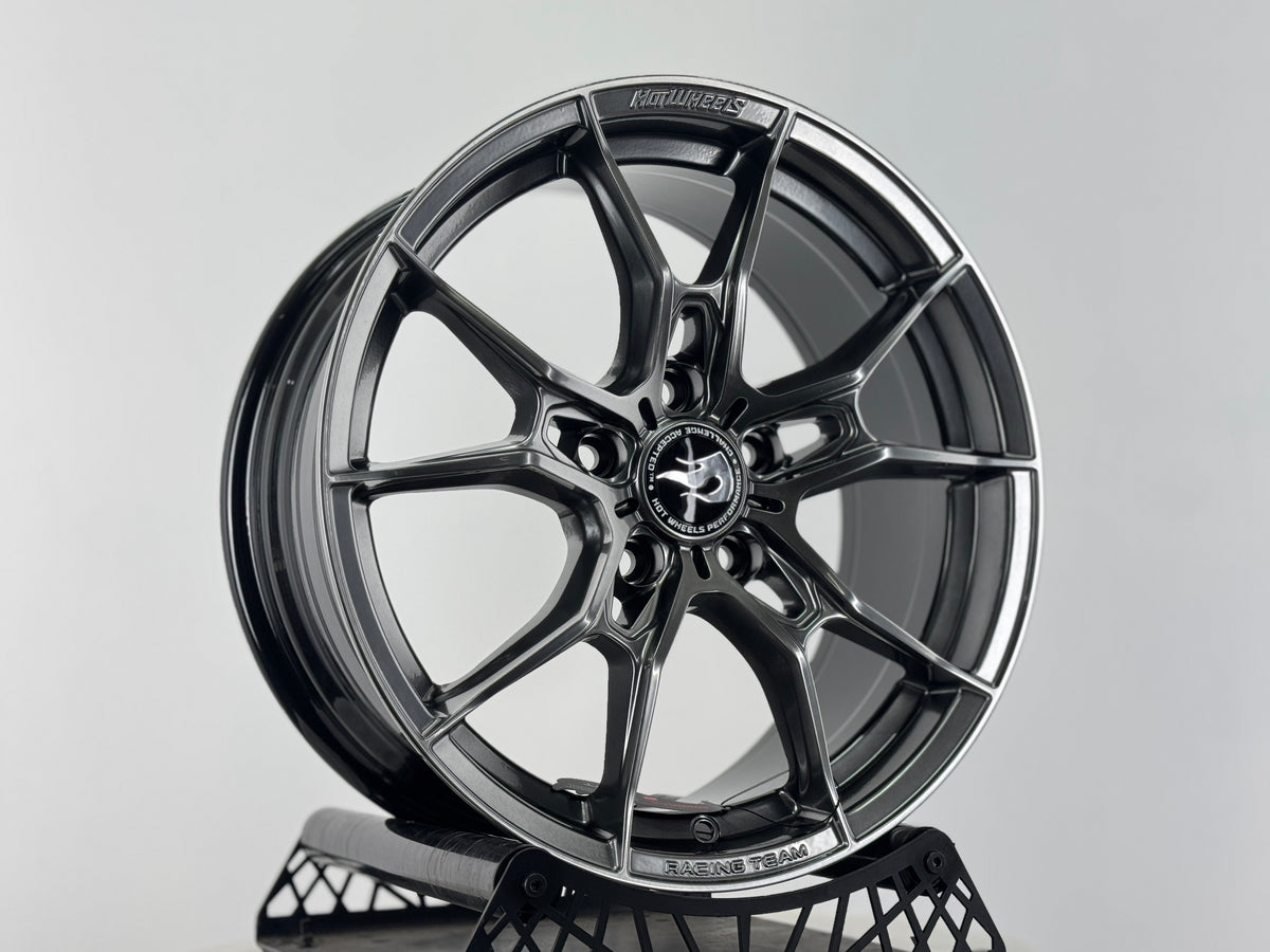 New 17X7.5 ET40 Hotwheels HW02 Rim (4 wheel) Hyper Black 5X114.3