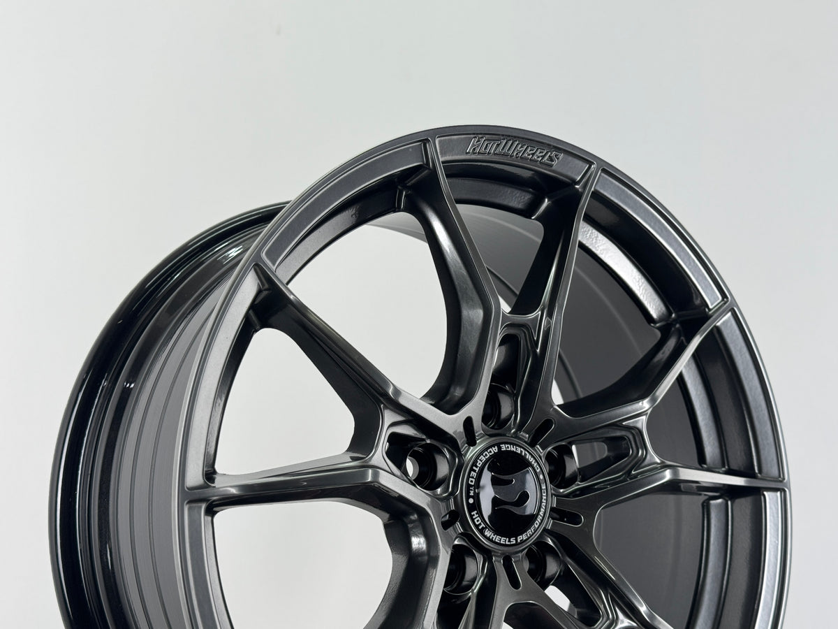 New 17X7.5 ET40 Hotwheels HW02 Rim (4 wheel) Hyper Black 5X114.3
