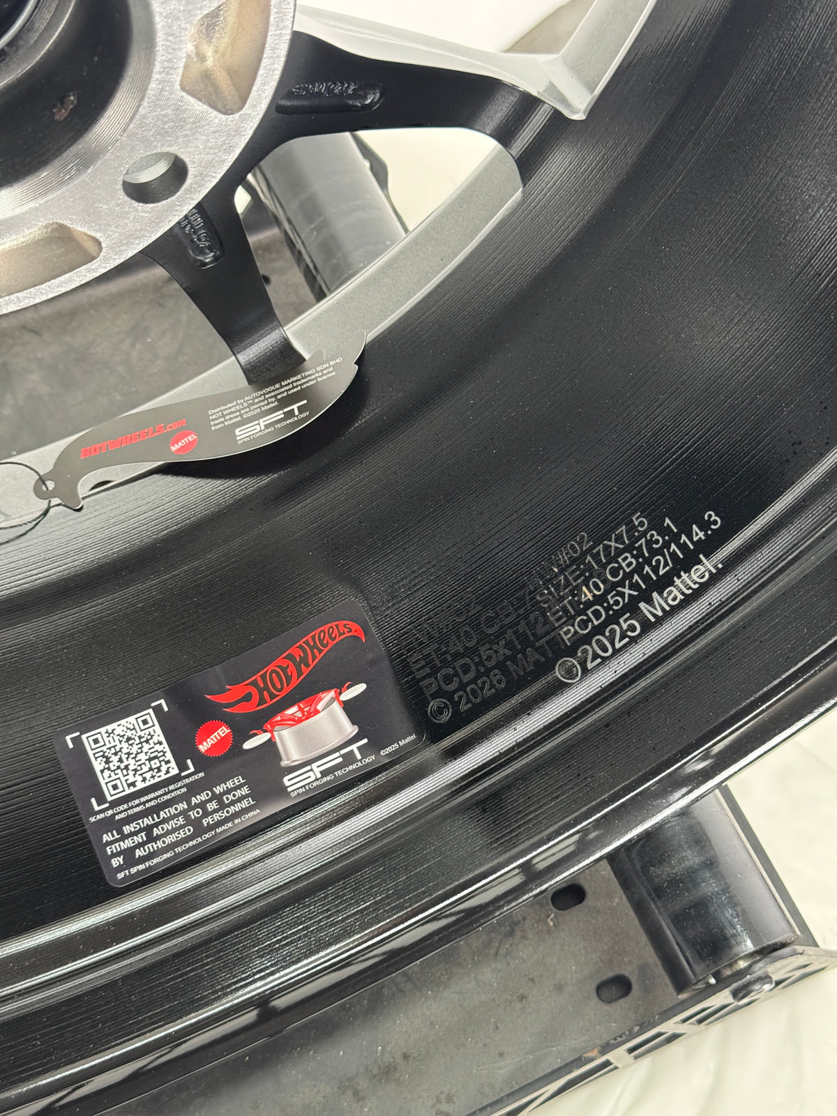 New 17X7.5 ET40 Hotwheels HW02 Rim (4 wheel) Hyper Black 5X114.3