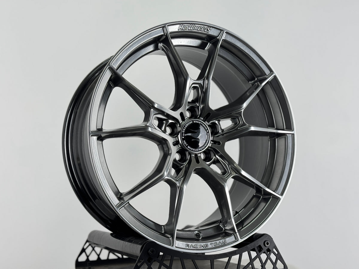 New 17X7.5 ET40 Hotwheels HW02 Rim (4 wheel) Hyper Black 5X100