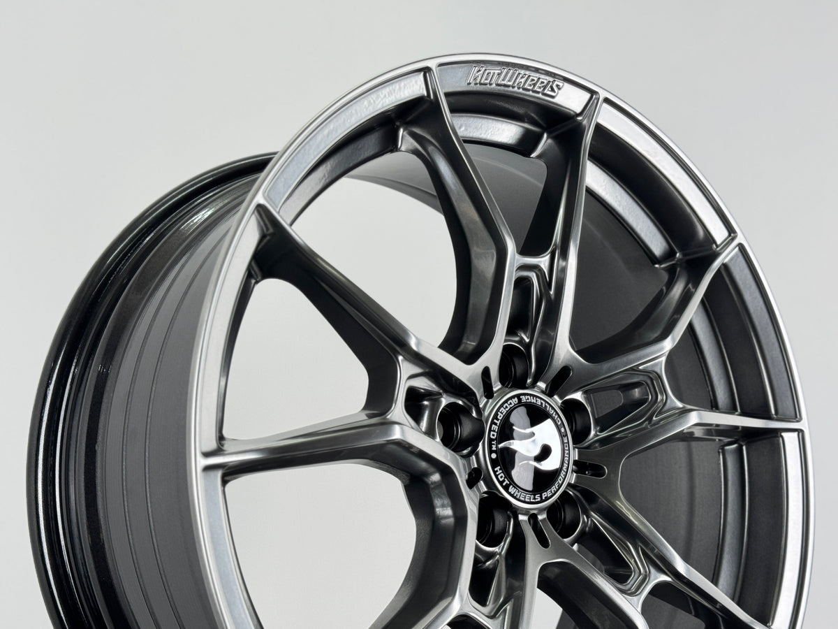 New 17X7.5 ET40 Hotwheels HW02 Rim (4 wheel) Hyper Black 5X100